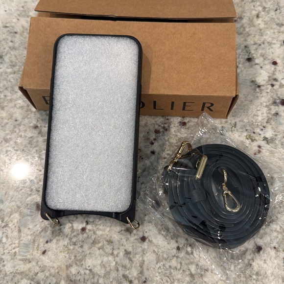 Bandolier Hailey Crossbody Phone Case in Black/Gold for Apple iPhone 14 Plus - Picture 2 of 10